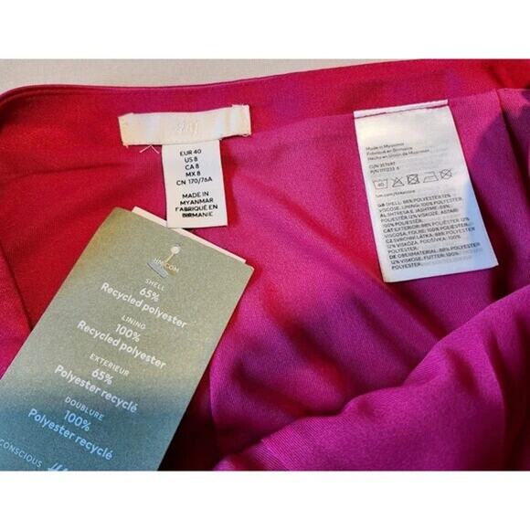 Hot Pink Satin Mini Skirt Women's Size 8 H&M NWT - Picture 4 of 9